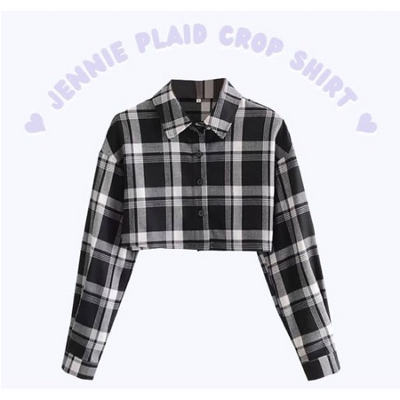 JELINE - JENNIE KEMEJA CROP TOP | PLAID CROP SHIRT