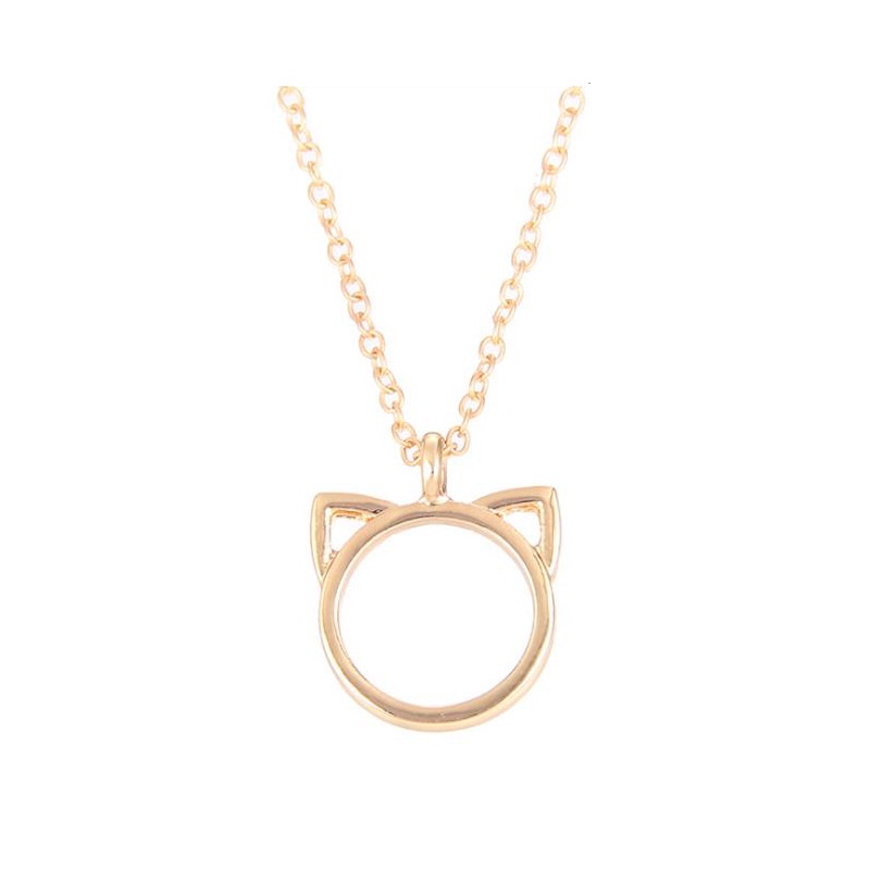 Kalung Rantai Liontin Telinga Kucing hollow Bahan alloy Untuk Wanita