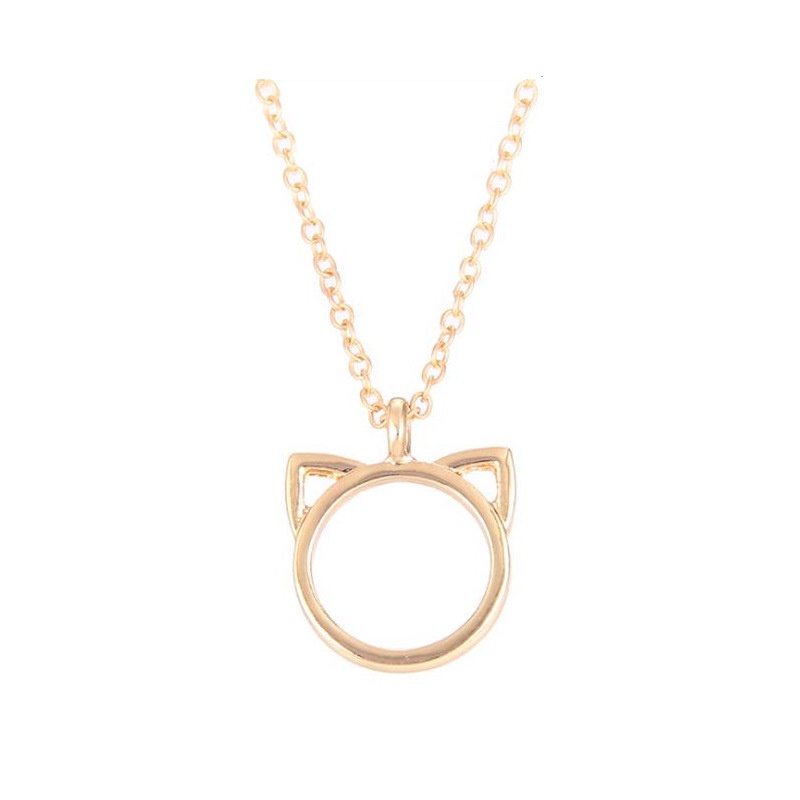 Kalung Rantai Liontin Telinga Kucing hollow Bahan alloy Untuk Wanita