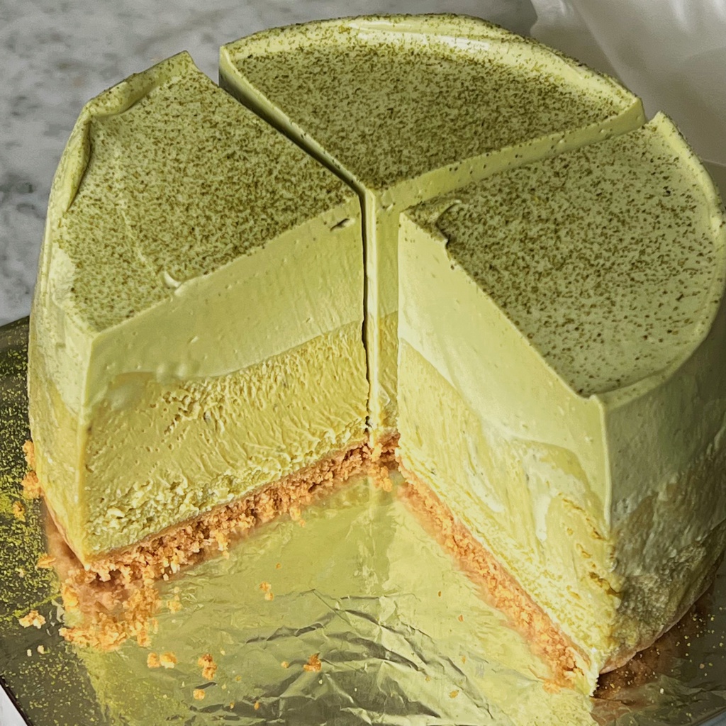 

Matcha Cheesecake Sliced