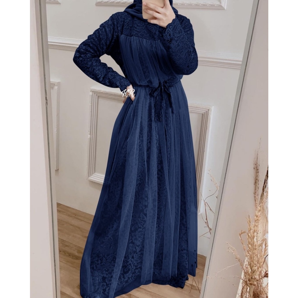 gamis remaja modern simple elegan gamis brokat cornelli lapis furing terbaru 2021 ld 100 dress murah