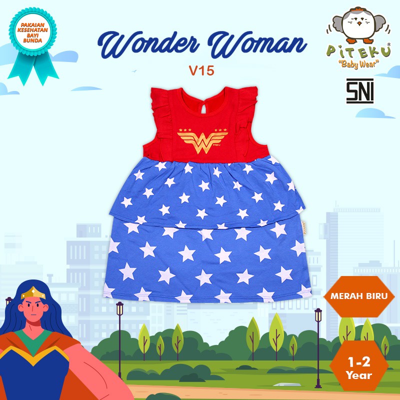 PITEKU - WONDER WOMAN BABY WEAR BAJU BAYI DRESS BABY PEREMPUAN ROK V15