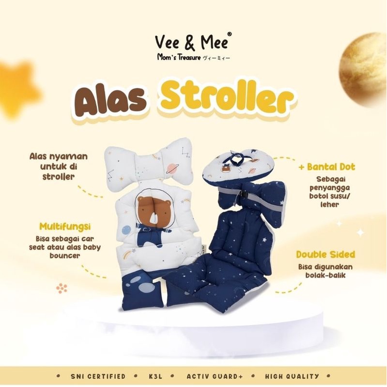 Vee &amp; Mee Alas Stroller + Bantal Dot Astronaut Bear Series VMA1040