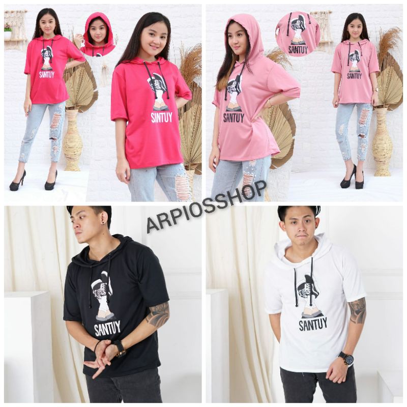 COD/ARPIOS SHOP - Hoodie SANTUY - Hoodie Lengan Pendek PRIA / WANITA / COUPLE Model Kekinian