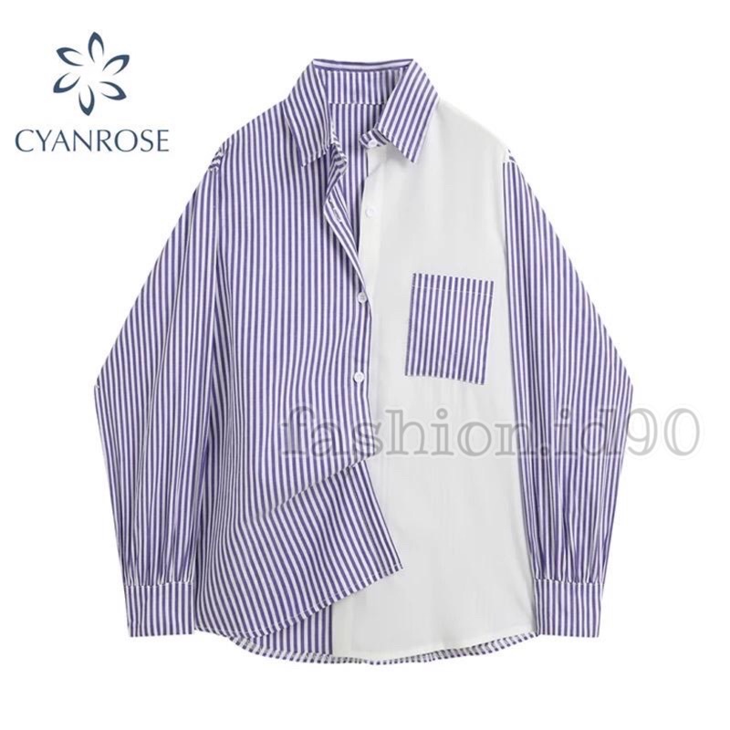 FASHION.ID90 KEMEJA CASUAL WANITA KOMBINASI SALUR BIGSIZE BEST SELLER (043)-VOLTI SALUR 043