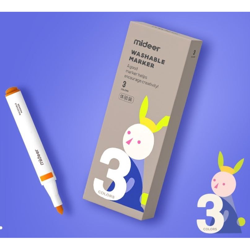 

Mideer Washable Marker 3 Pcs Wipe Clean 3 Color Pen Spidol Warna Anak Mudah Dihapus