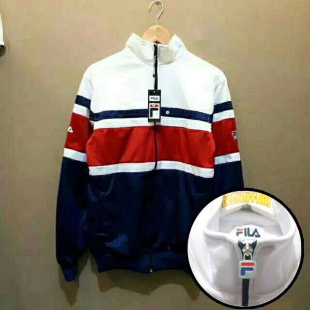 TERBARU TERMURAH Jaket Tracktop Fila / Jaket Fila /Tracktop fila/Filla/ Putih merah Biru Pria/Wanita