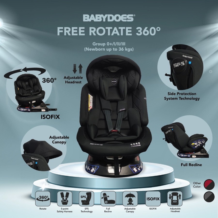 gojek - Carseat Babydoes Free Rotate Isofix / full rotate / transporter / westwood/ justice league/ babyelle revo/ Secure+