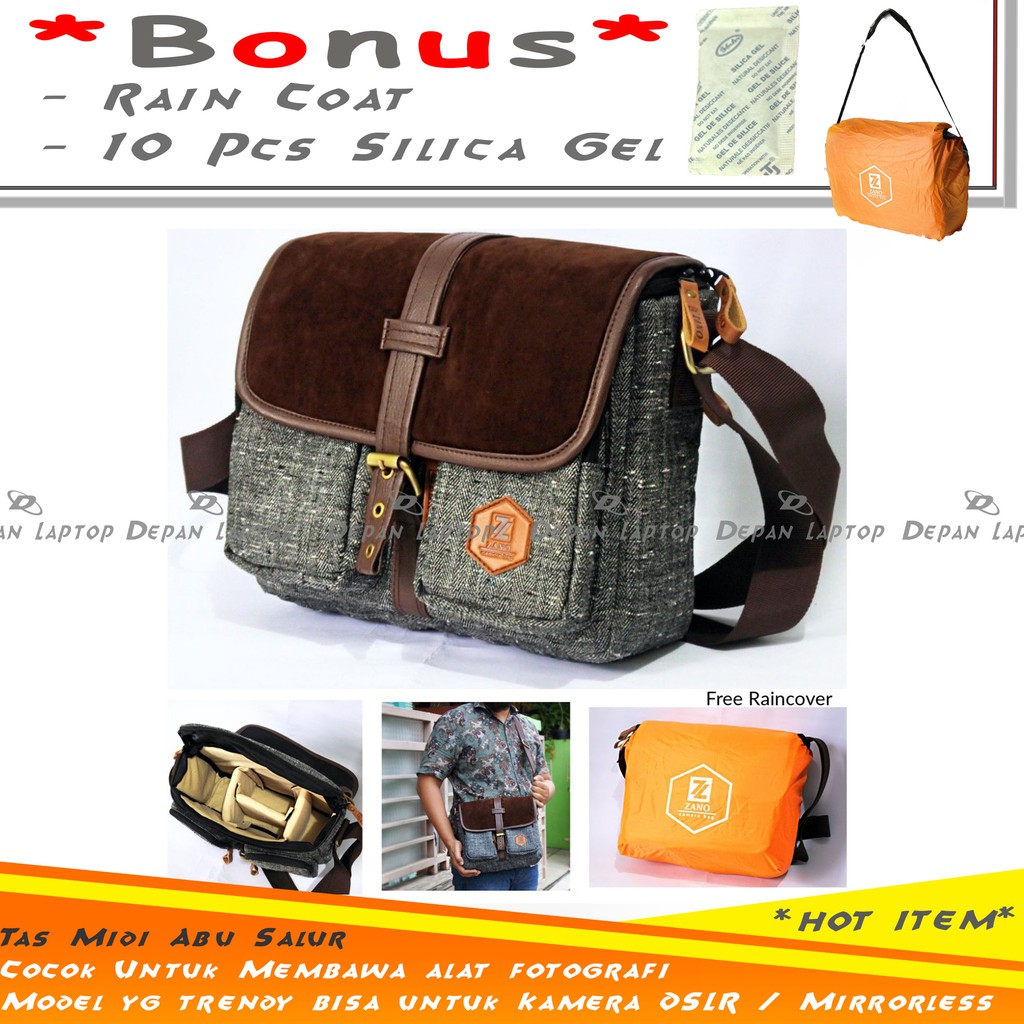 Tas Kamera Mirrorless DSLR Zano Midi Warna Abu Abu Keren Dan Simple Cocok Untuk Hunting