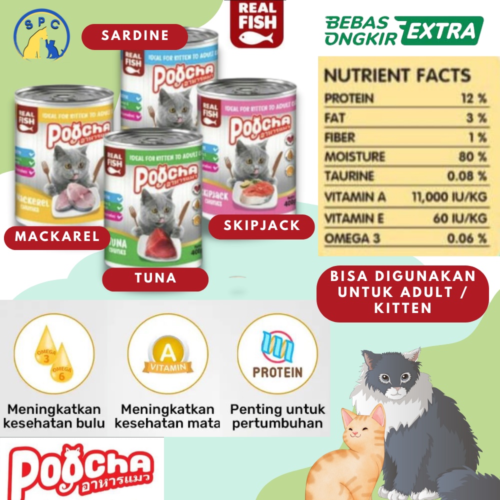 POOCHA Kaleng Makanan Basah Ekonomis Makanan Kaleng Kucing 400 Gram Cat Food Wet Food