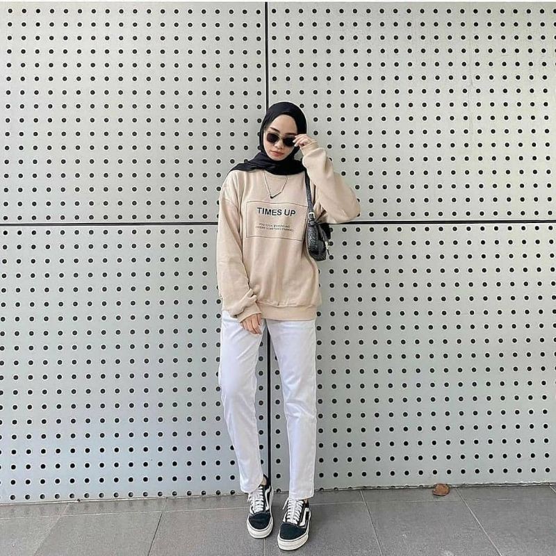 Times Up Sweater - Sweater Oversize Wanita Korea Street Oblong