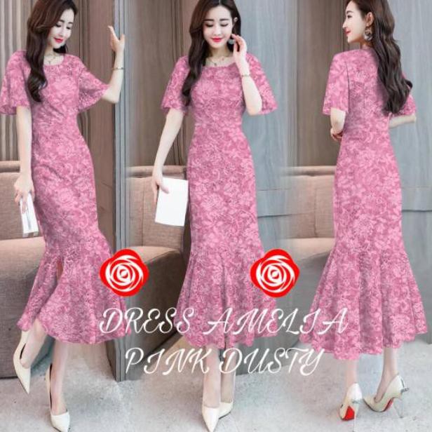 DRES AMELIA JUMBO DRESS MERMAID BRUKAT DUYUNG DRESS BRUKAT PESTA DRESS PARTY DRESS PANJANG BRUKAT 9Q