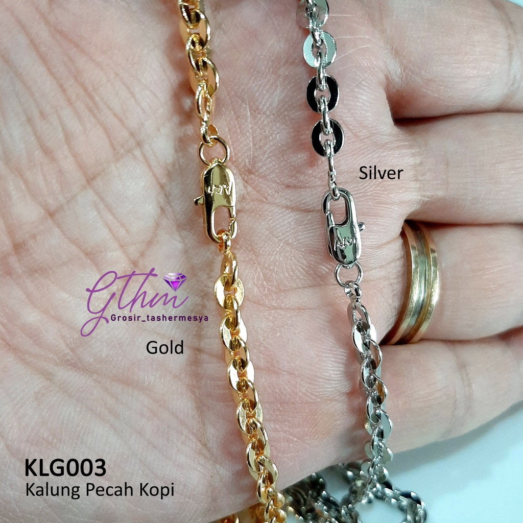 kalung pecah kopi 45 cm KLG003 anti karat berkilau seperti emas asli