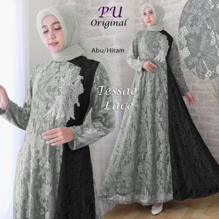 TESSAE LACE  PU  BAJU MAXI DRESS MUSLIM GAMIS WANITA DEWASA MURAH   COKSU MAROON