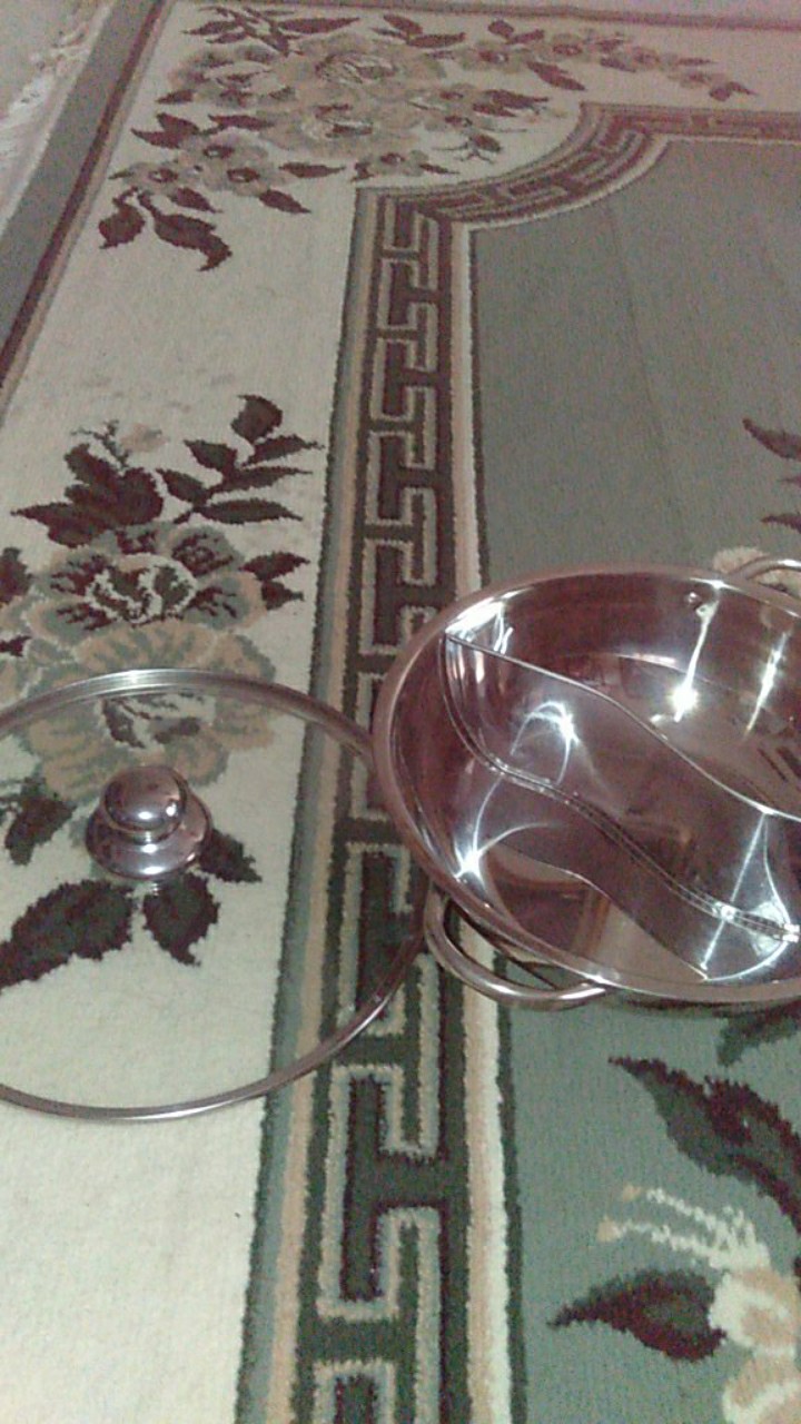 Shabu Shabu Hot Pot Panci Stainless Steel Hot Pot 2 Sekat 28cm