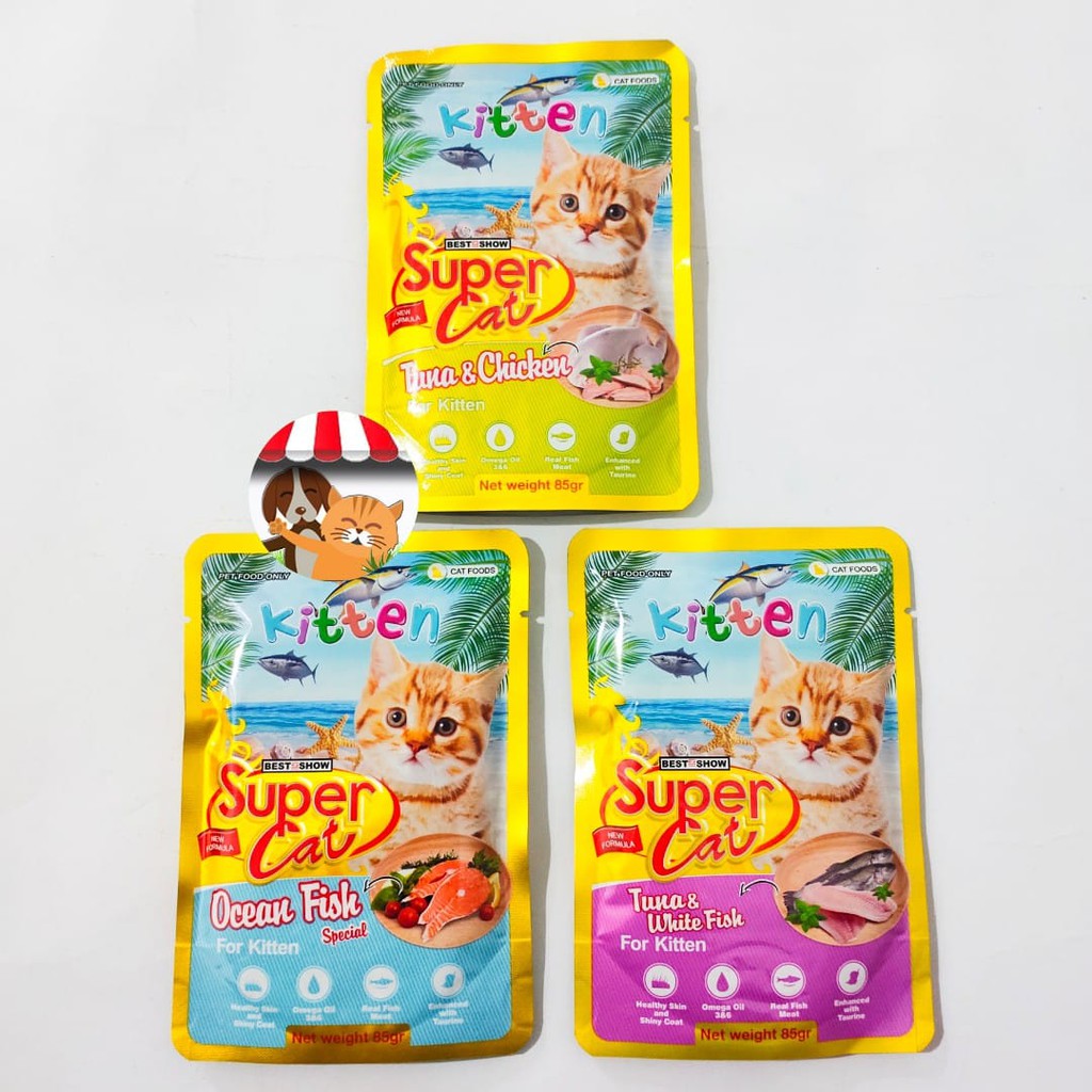 Super Cat Makanan kucing basah Supercat Pouch Kitten 85gr