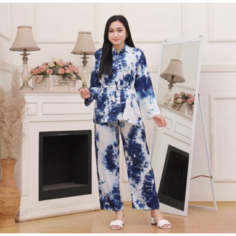 BASIC TIEDYE SET DAILYSET ONESET TIE DYE SETELAN ONE SET WANITA SELEBGRAM PIYAMA BAJU TIDUR