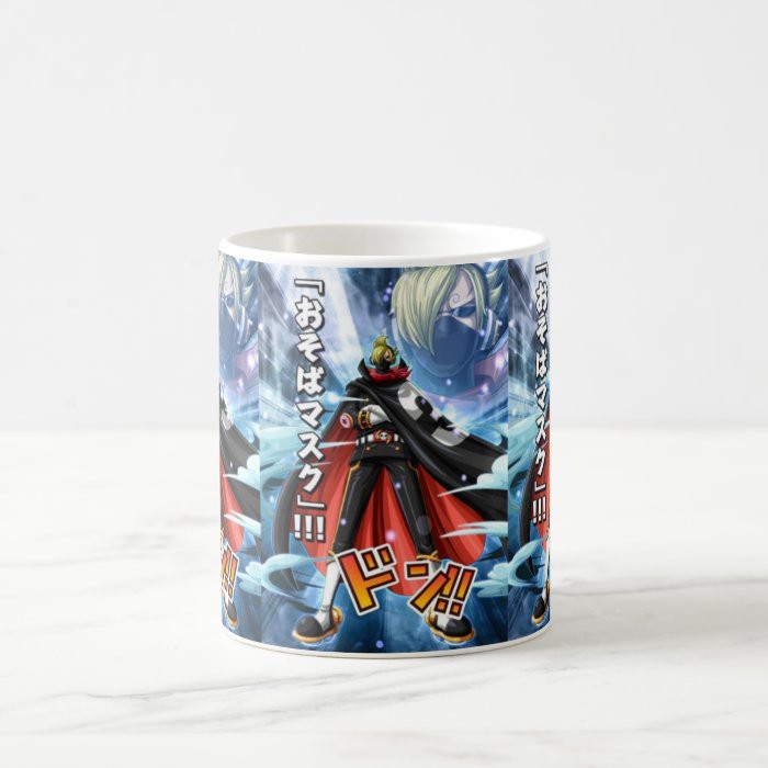 Mug Gelas Gambar Animasi One Piece Sanji, Stealth Black, & O Soba Mask