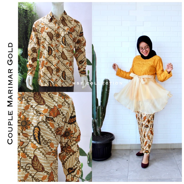 couple marimar gold/ brukat/ busui/ rok plisket premium/ sarimbit batik/ baju kondangan