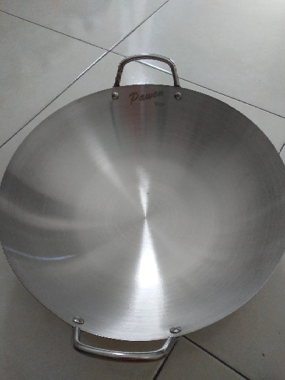 34cm Wok Kuali Wajan Pegangan 2 Stainless Steel / Double Handle Kupingan Free Spatula Kayu