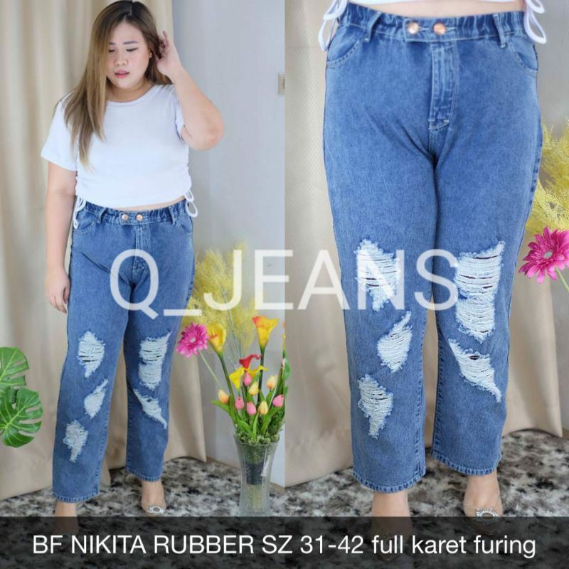 CELANA JEANS WANITA BF NIKITA RUBBER