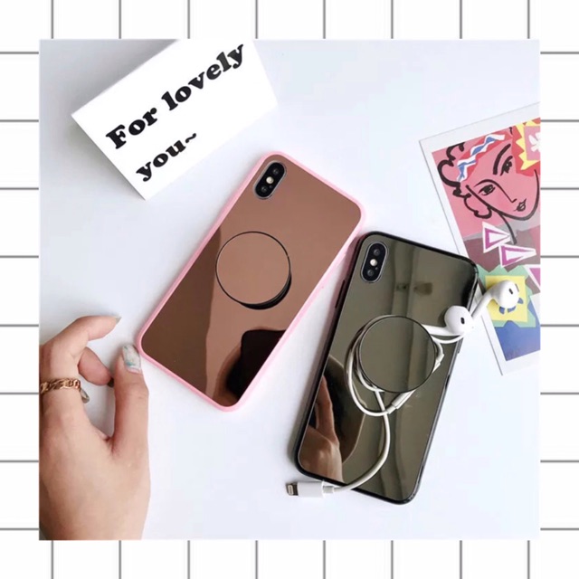 Mirror Popsocket Case 6/6s/6+/6+s/7/7+/8/8+/X/Xs/Xr/XsMax/F1s/F9/F11pro/A83/A7/A3s/RealmeC1