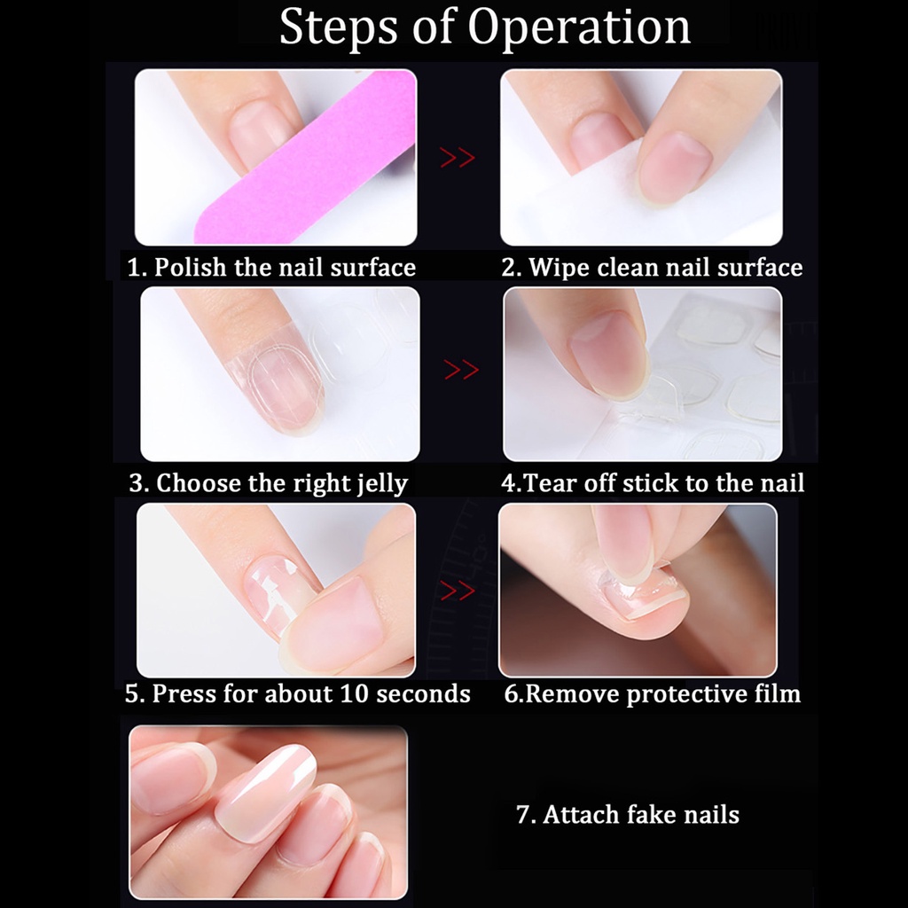 10 Lembar / 240 Stiker Lem Perekat Kuku Jelly Dua Sisi Tahan Air Transparan Untuk Manicure