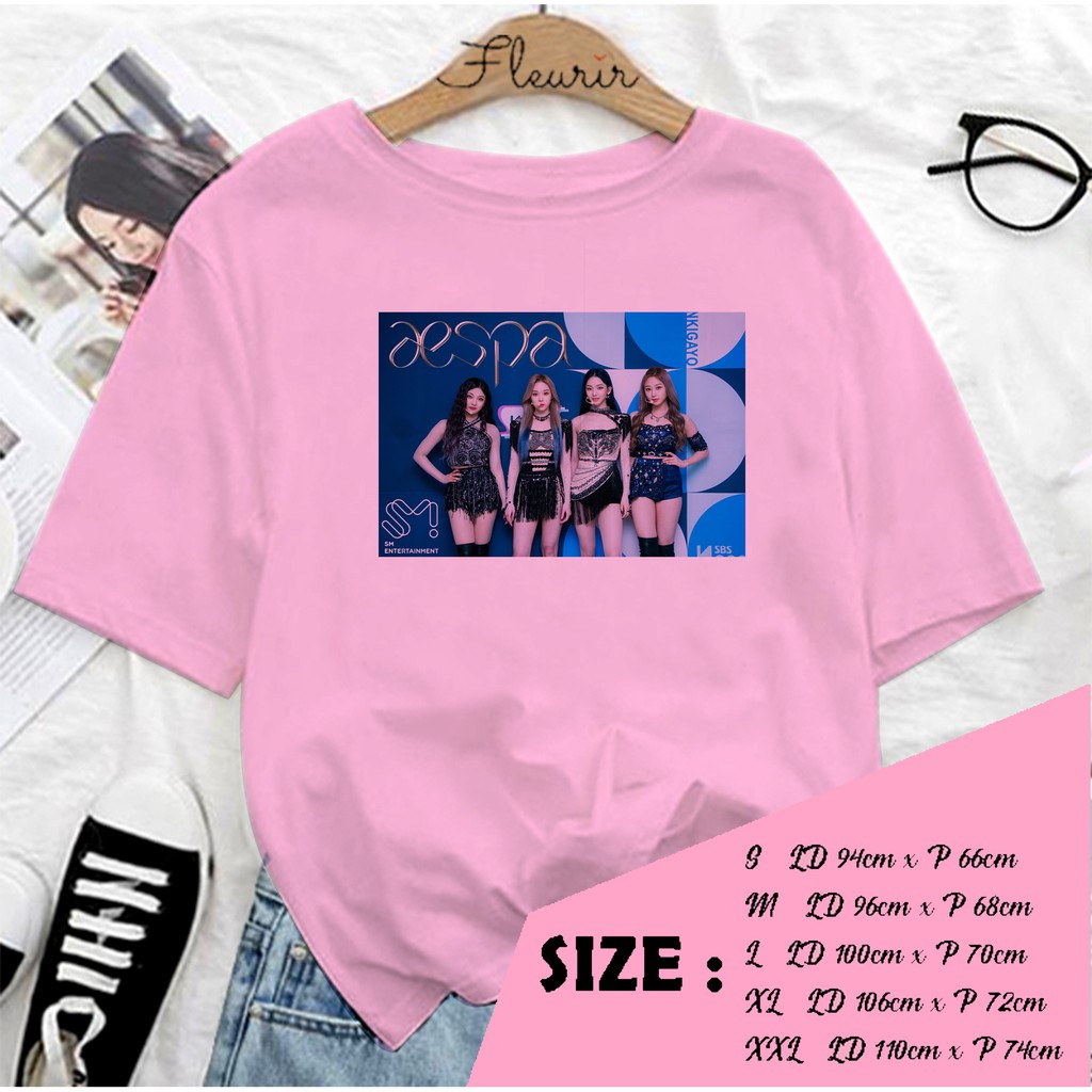 FLEURIR - KAOS AESPA GIRLBAND KOREA KPOP OVERSIZE KATUN KAOS WANITA DEWASA TUMBLR TEE UNISEX JUMBO