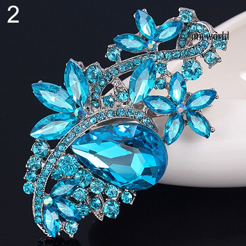 OW@ Waterdrop Flower Brooch Pin Rhinestone Crystal Brooches Bouquet Wedding Jewelry