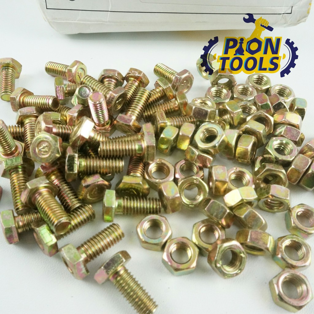 Baut Mur Besi M6x15 Kuning Kunci 10 P1.00-1