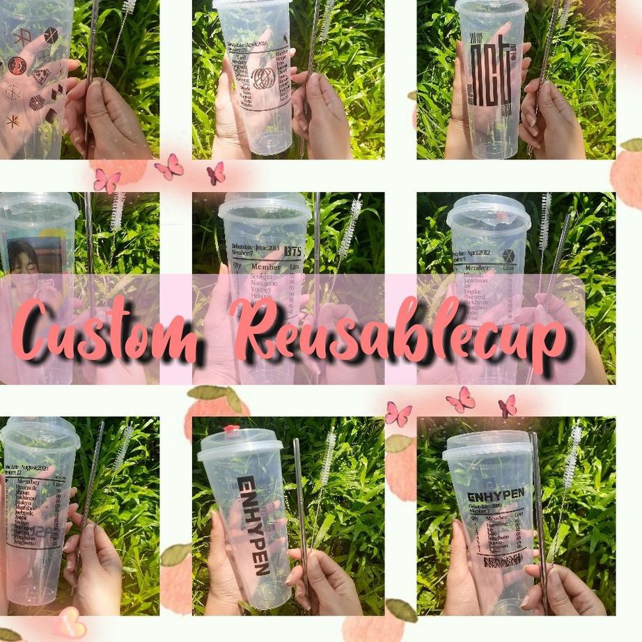 3.3 HARGA GROSIR  CUSTOM REUSABLE CUP - BACA DESKRIPSI (exo nct bts day6 skz ikon txt enhypen sevent