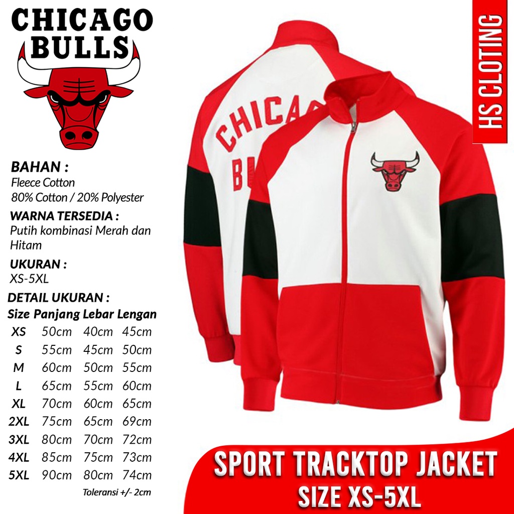 Jaket XS-5XL CHICAGO BULLS NBA Basketball Team Eastern Conference Tracktop Jacket Bahan Katun Fleece
