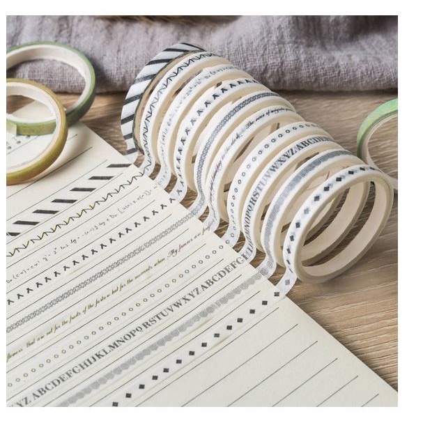 Japanese Washi Tape - Set Border Line Pattern (10pcs)