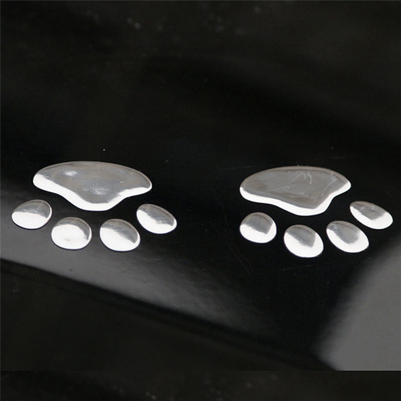 2pcs Keren Stiker Mobil Desain paw 3d Hewan Anjing Kucing Beruang Kaki Cetak Jejak Kaki Stiker Mobil Perak Emas Aksesoris Mobil