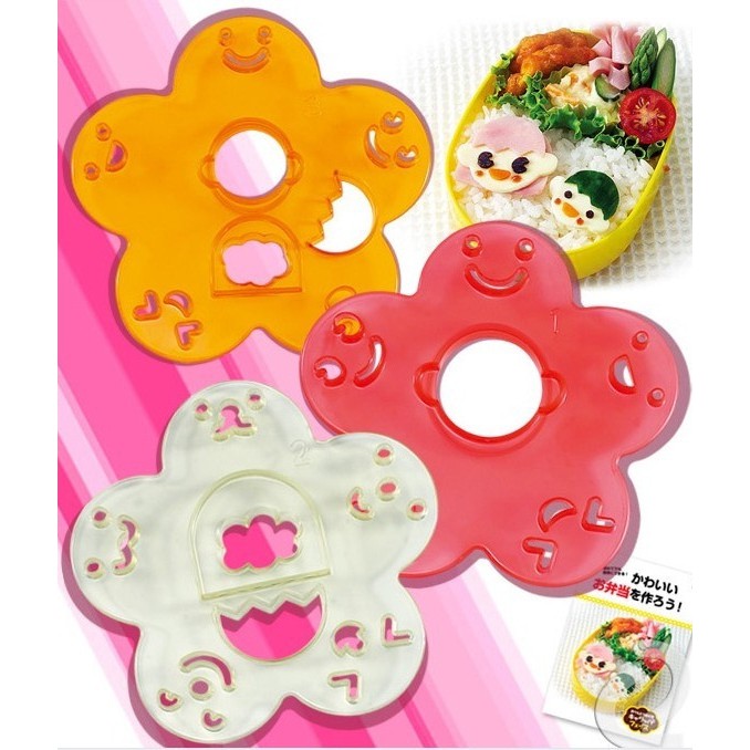 Cetakan Buah Sayur Bento Senyum Ekspresi Food Cutter Isi 3 Cetakan Nori Keju Ham Sayuran Vegetable Cutter Bento