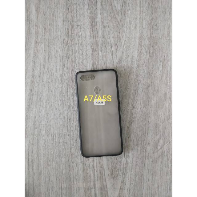 CASE OPPO A7/A5S POLOS LIST HITAM BAHAN KERAS