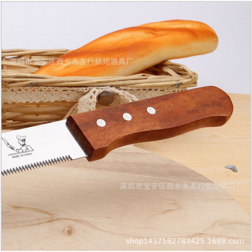 Pisau roti stainless pisau gerigi panjang serrated Bread Cake Knife