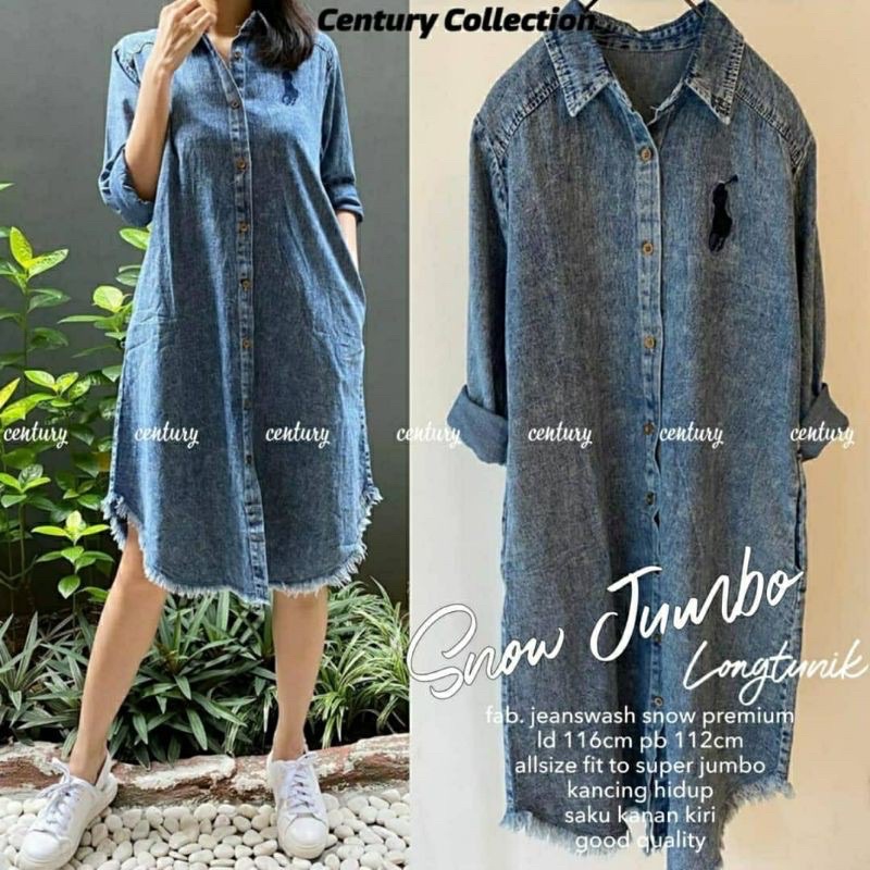 FASHION.ID90 TUNIK JEANS BORDIR PL NOW ACID TERBARU 992 JUMBO
