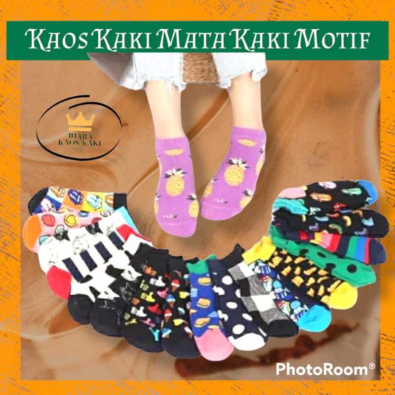 Kaos Kaki Wanita Motif Dan Polos Pendek Murah Semata Kaki Engkle 3 Pasang