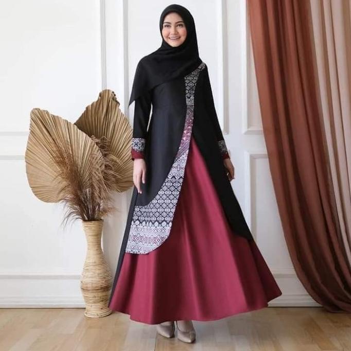 Gamis Dress Etnik bahan Toyobio halus + Batik Etnik