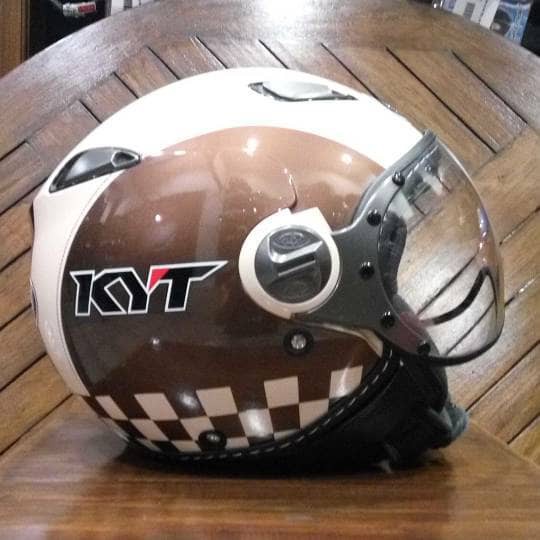 HM-1796 Helm Kyt Elsico - Cream / Brown Murah