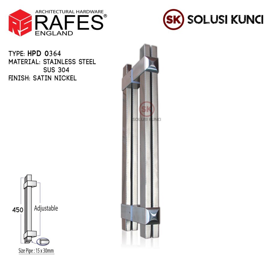 Handle Pintu / Tarikan Pintu Depan RAFES ENGLAND SUS 304 (HPD 0364)
