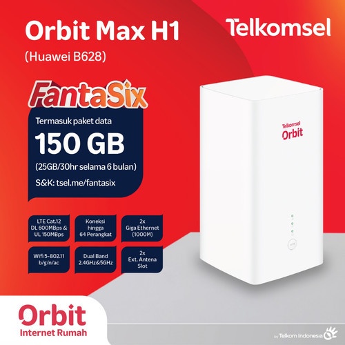 Telkomsel Orbit Max H1 B628-350 Modem WiFi 4G High Speed Bonus Data 150GB