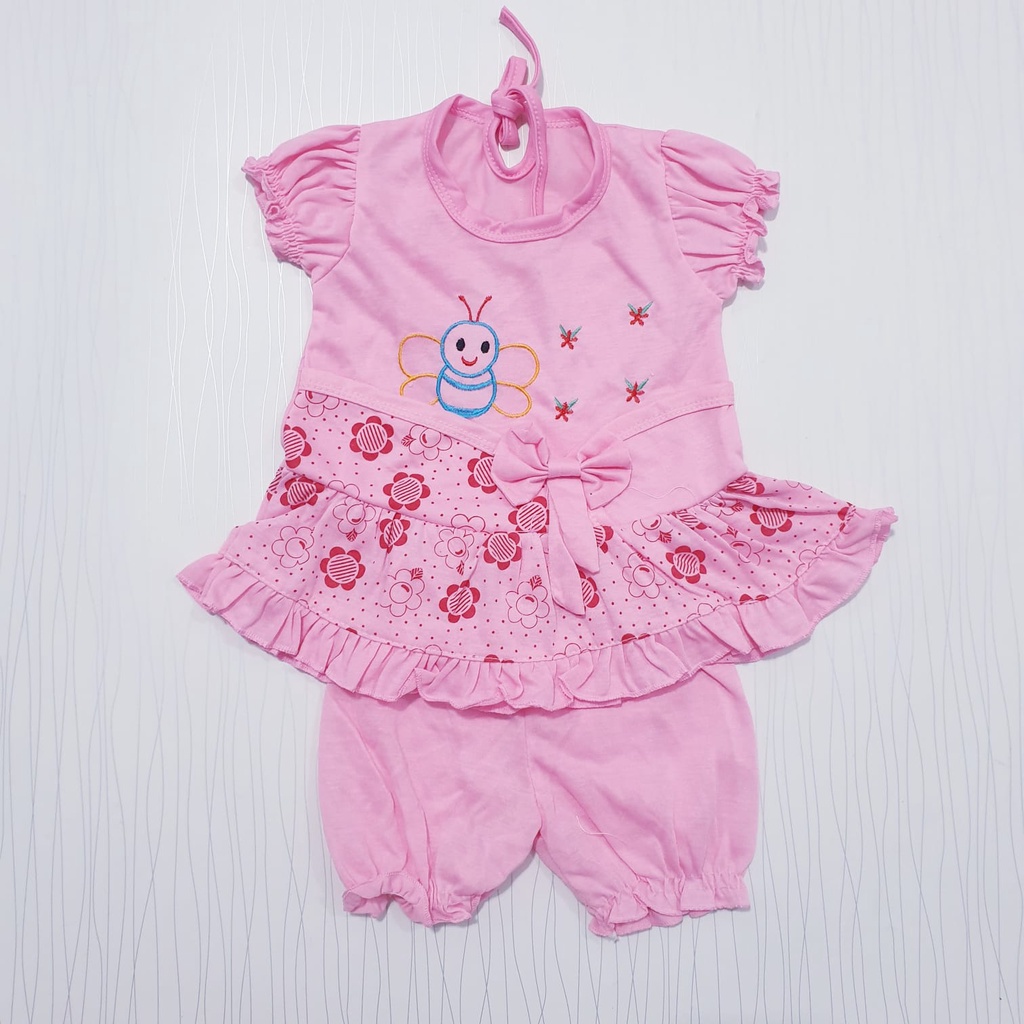 setelan dress anak perempuan 0-12 bulan boneka