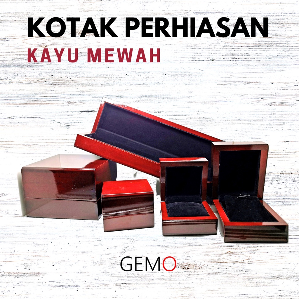 Kotak Perhiasan Kayu Mewah / Jewelry Box / Cincin Kawin, Liontin, Anting, Kalung Koye Tempat Jewelry Murah Cocok Untuk Gift / Hadiah, Lamaran, Mahar Pernikahan, Hantaran Tunangan, Seserahan Pernikahan