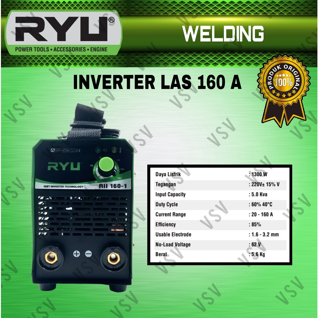 RYU RII160-1 Inverter Las IGBT 160A Mesin Travo Las Listrik Travo Welding