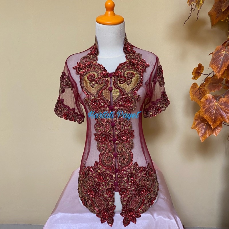 Kebaya Atasan Tangan Pendek Full Payet / Kebaya Pagar Ayu / Kebaya Wisuda Modern / Kebaya Among Tamu