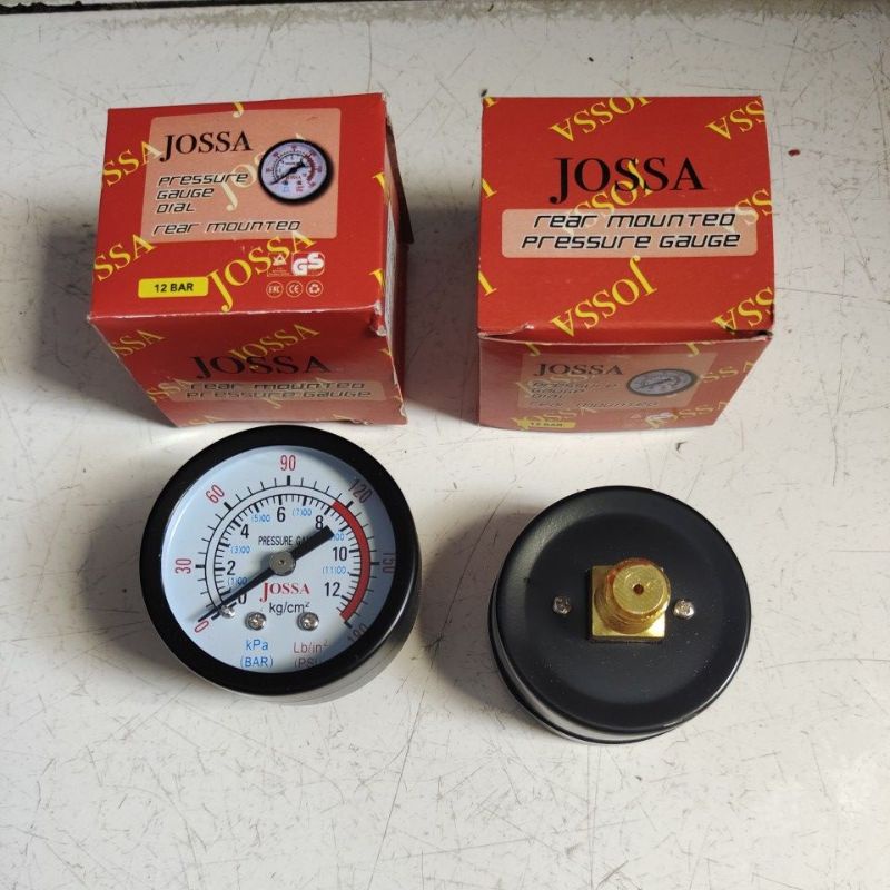 JOSSA pressure gauge drat tengah 1/4&quot; Merah HEAVY DUTY (50mm) / Jossa pressure gauge baut tengah 1/4&quot; Merah HEAVY DUTY (50mm) / Manometer drat tengah 1/4&quot; (50mm)