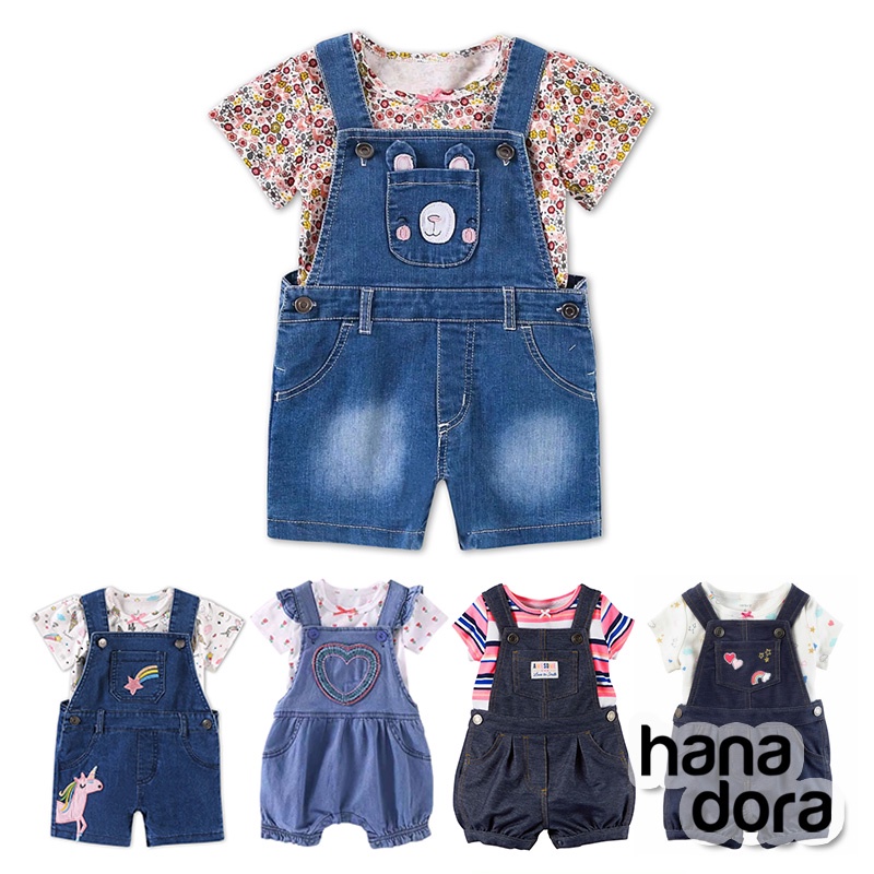 2-Piece Shortalls Girl - Set Baju Kodok Bayi