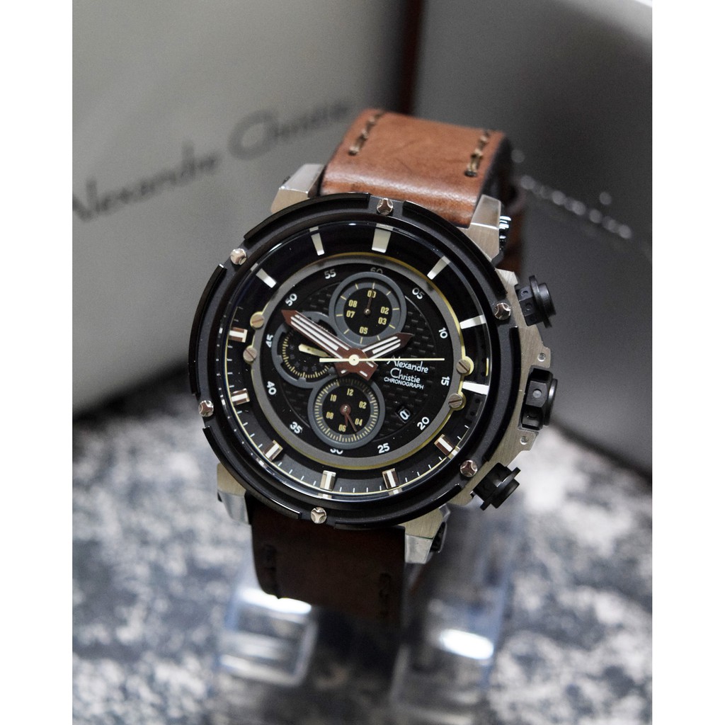 Alexandre Christie AC 6375 Silver Black Men Original